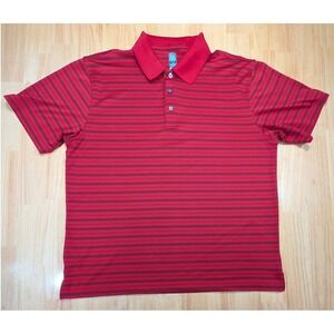 PGA Tour Mens XL Airflux Striped Golf Polo Shirt Red Black Short Sleeve